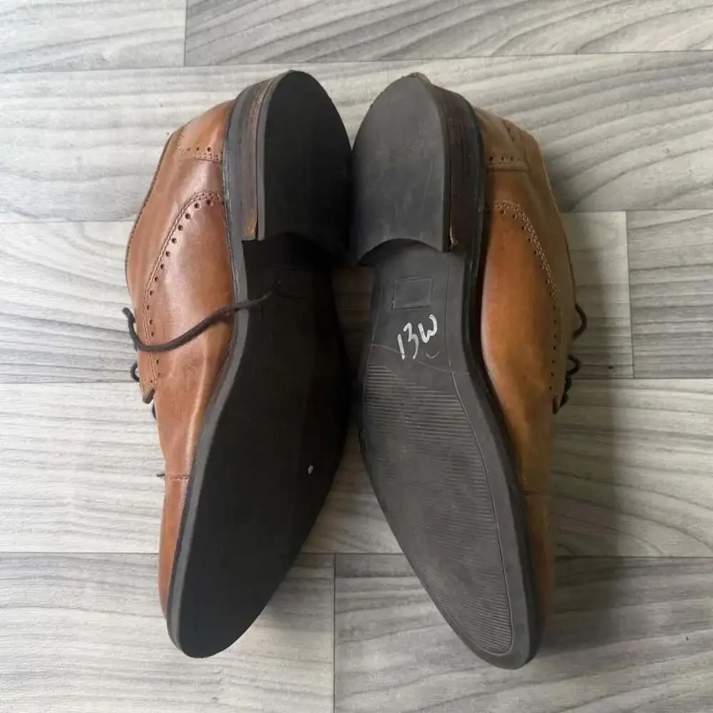 Alfani Paul Wingtip Oxford Dress Shoes Brown Leather Size 9.5
